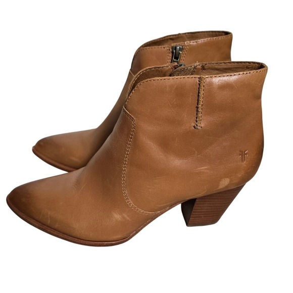 Frye Women 8 M Jennifer Leather Side Zip Ankle Booties Boot Pointed Toe‎ 3" Heel - Picture 1 of 13